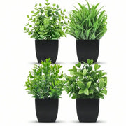 Artificial potted plants with black pots - 4 different shapes