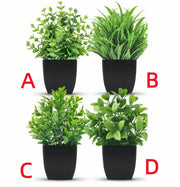 Artificial potted plants with black pots - 4 different shapes