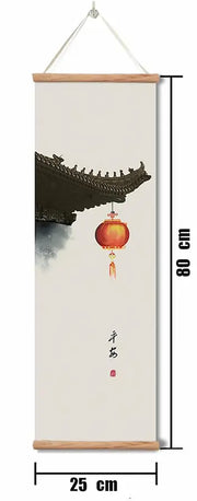 Wall mural with Chinese architecture design - a set of 4 pieces, 80*25 cm in length