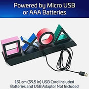 مصباح على شكل ايقونات بلاي ستيشن - ضوء نيون LED - يعمل عن طريق USB - يتفاعل مع صوت العاب الفيديو -مناسب لتزيين غرفة النوم وغرفة الالعاب