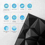 لوحات جدارية بتصميم ماسي ثلاثي الأبعاد - مقاس 30 × 30 سم - مجموعة من 16 قطعة