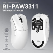 R1  ماوس العاب لاسلكي من اتاك شارك-  اتصال ثلاثي الاوضاع 2.4G/سلكي/BT5.2 خفيف الوزن 55 غرام مستشعر بصري 18K DPI عمر مفتاح 20 مليون بتصميم مريح للكمبيوتر واللابتوب وويندوز وماك ابيض