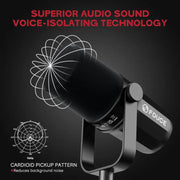 ميكروفون ديناميكي SL40X XLR للتسجيل الصوتي والبودكاست والألعاب والبث المباشر والأذاعة من اف دي يو سي اي - ميكروفون معدني بالكامل بتصميم قلبي وتقنية عزل الصوت