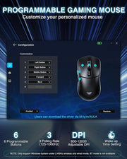 اولا ماوس العاب لاسلكي SC580 من Aula -  ثلاثي الاوضاع 2.4G/BT5.0/USB-C قابل لاعادة الشحن 10000 نقطة لكل بوصة مع 6 ازرار قابلة للبرمجة، ماوس كمبيوتر مريح للابتوب والكمبيوتر وماك والتابلت ابيض
