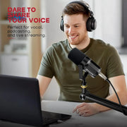ميكروفون ديناميكي SL40X XLR للتسجيل الصوتي والبودكاست والألعاب والبث المباشر والأذاعة من اف دي يو سي اي - ميكروفون معدني بالكامل بتصميم قلبي وتقنية عزل الصوت