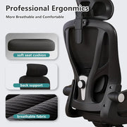 Ergonomic Office Chair - Lumbar Support and Adjustable Armrests - Made of Mesh