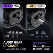 ميكروفون ديناميكي للاستوديو XLR، ميكروفون بودكاست USB للكمبيوتر لتسجيل البث، ميكروفون صوتي XLR/USB مع ميزة النقر للكتم ومقبض الكسب، ومراقبة سماعات الرأس من فايفين - امبليتانك K688
