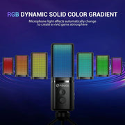 ميكروفون ألعاب بمنفذ  USB - M160 - ميكروفون مكثف بضوء RGB مع حامل ثلاثي وخاصية ضبط مستوى الصوت وزر كتم صوت - ميكروفون سلكي للكمبيوتر واللابتوب من فيدوس مناسب للألعاب والمدونات الصوتية والبث المباشر ويوتيوب
