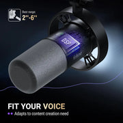 ميكروفون ديناميكي للاستوديو XLR، ميكروفون بودكاست USB للكمبيوتر لتسجيل البث، ميكروفون صوتي XLR/USB مع ميزة النقر للكتم ومقبض الكسب، ومراقبة سماعات الرأس من فايفين - امبليتانك K688