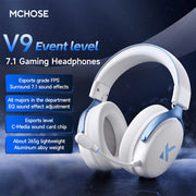سماعة العاب MCHOSE V9 Pro سلكية – صوت محيطي، مايكروفون عزل ضوضاء، درايفر عالي الدقة للالعاب والكمبيوتر والبلايستيشن