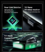Ajazz AJ159 NL – ماوس العاب ثلاثي الوضعيات (لاسلكي 2.4G + Bluetooth + سلكي)، مستشعر PAW3311، قابل للتعديل DPI، تصميم خفيف ومريح