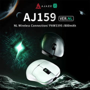 Ajazz AJ159 NL – ماوس العاب ثلاثي الوضعيات (لاسلكي 2.4G + Bluetooth + سلكي)، مستشعر PAW3311، قابل للتعديل DPI، تصميم خفيف ومريح