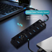 Hub USB 3.0 سبعة منافذ عالي السرعة