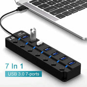 Hub USB 3.0 سبعة منافذ عالي السرعة