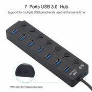 Hub USB 3.0 سبعة منافذ عالي السرعة