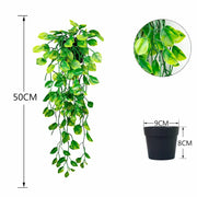 Artificial potted plants in black pots - 4 different shapes