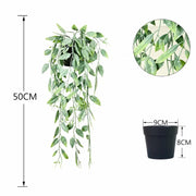 Artificial potted plants in black pots - 4 different shapes