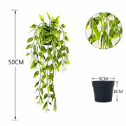Artificial potted plants in black pots - 4 different shapes