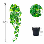 Artificial potted plants in black pots - 4 different shapes