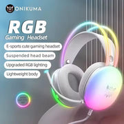 سماعة العاب اونيكوما X25 بإضاءة RGB ديناميكية متدرجة – سماعة سلكية خفيفة الوزن لاجهزة PS4 وPS5 واللابتوب والماك والكمبيوتر، منفذ 3.5 ملم، صوت ستيريو محيطي